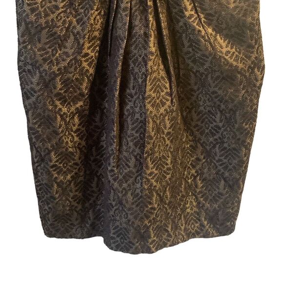 Pre Owned Women’s Max Cleo Zip Sleeveless Dress Gold Black Size 14 Festive Fun - Picture 4 of 12